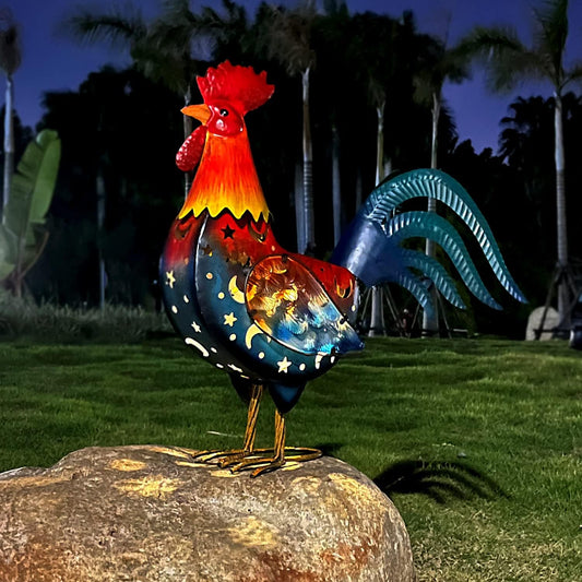 LIFFY Metal Rooster Yard Decor,18 Inch Solar Chicken Yard Decorations Outdoor,Garden Rooster Decor