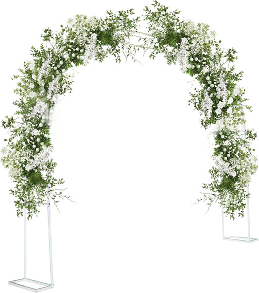 Garden Arch with Planter Metal Garden Arbor with Gate, Arch Trellis for Climbing Plants Rose, Wedding Archway Pergola for Lawn Patio Bridal Party Decoration