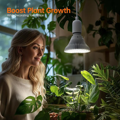 Bstrip Hanging Grow Lights for Indoor Plants, 25W Full Spectrum, White Plant Light Bulb with Timer, 16.4FT Power Cord, 5000K, Pendant or Ceiling Installation, Perfect for Tall Plants, and Plant Shelf