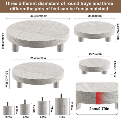 Wood Plant Stand Indoor Outdoor, 12/10/8/6" Round Wood Riser for Decor Wooden Stool Display Stand Flower Pot Holder Small Planter Tray Modern Potter Decorative for Desktop Counter Room