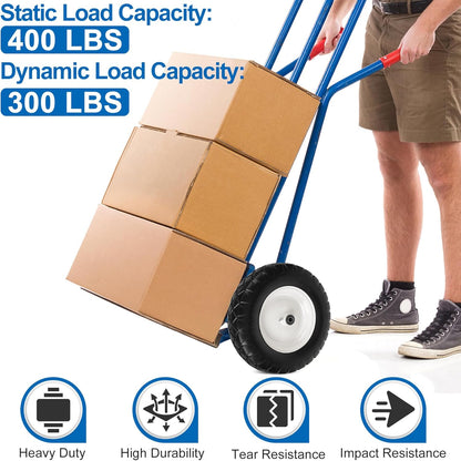 4.80/4.00-8" Flat Free Wheelbarrow Tire and Wheels, 16" Universal Fit Solid Tire with 5/8" or 3/4" Bearing, 3"-7" Hub, Adapter Kit Hand Truck Wheel Replacement for Garden Trailer, Wagons, 1 PCS