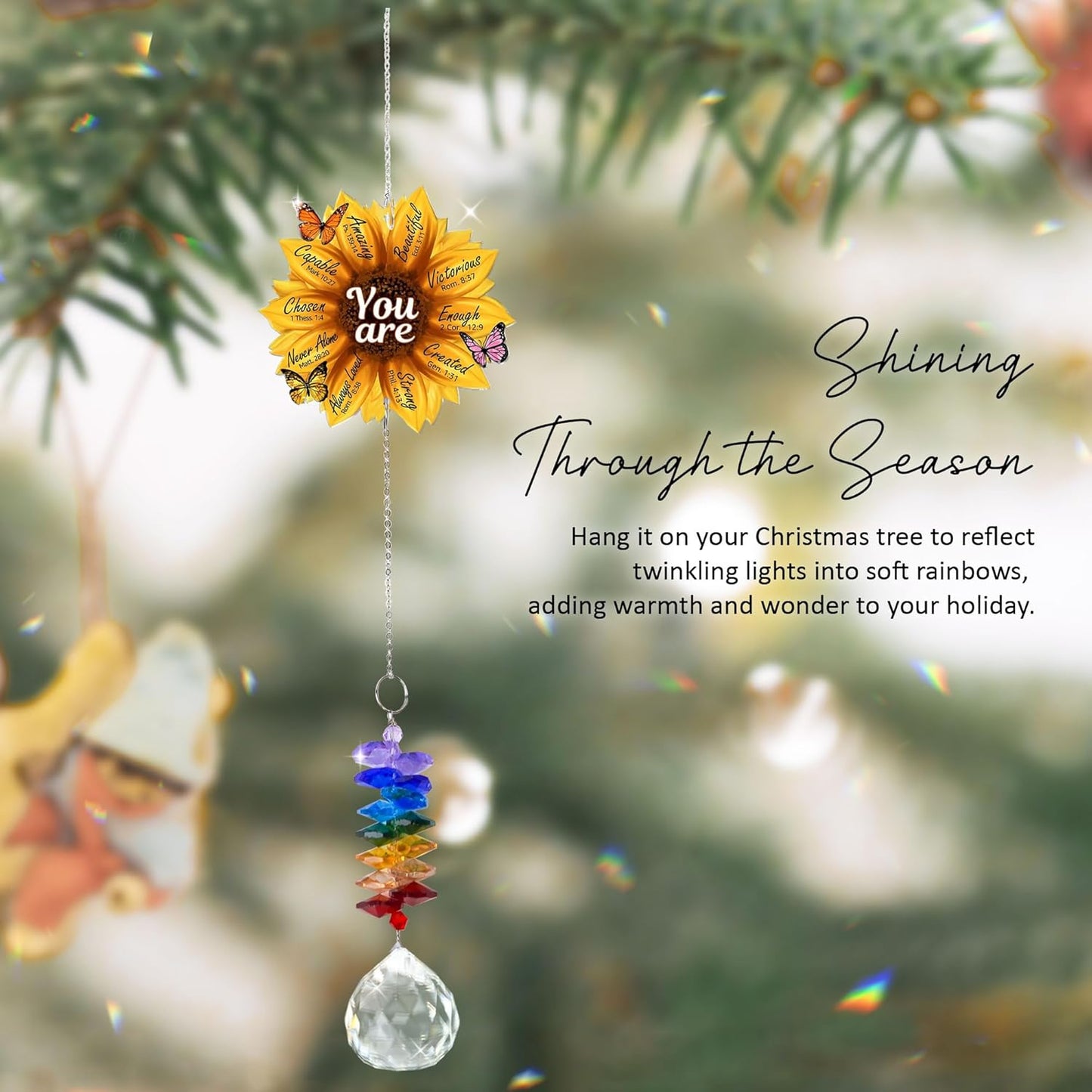 1 Layered Ornament Suncatcher - Sunflower Ornament - Unique Keepsake - Appreciation Presents - Inspirational Gifts for Her, Him - Religious Encouragement Gift for Women - Home Garden Decor