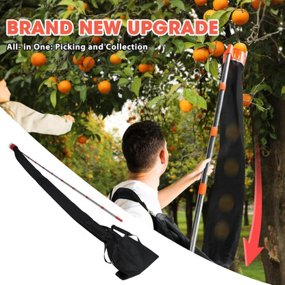 lyrlody Fruit Picker Pole Tool with Basket Telescoping Long Handle, 13FT Adjustable Orange Picker Pole Tool with Basket for Avocado Acorn Lemon Pear Mango Tree Picker