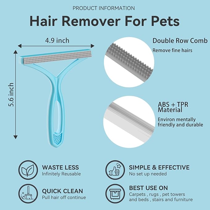Pet Hair Remover, Dog and Cat Hair Remover, Wool Hair Remover, Carpet Rake for Pet Hair Removal