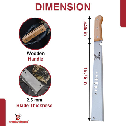 Armory Replicas Full Tang Machete Knife - Multipurpose Outdoor Camping Tool