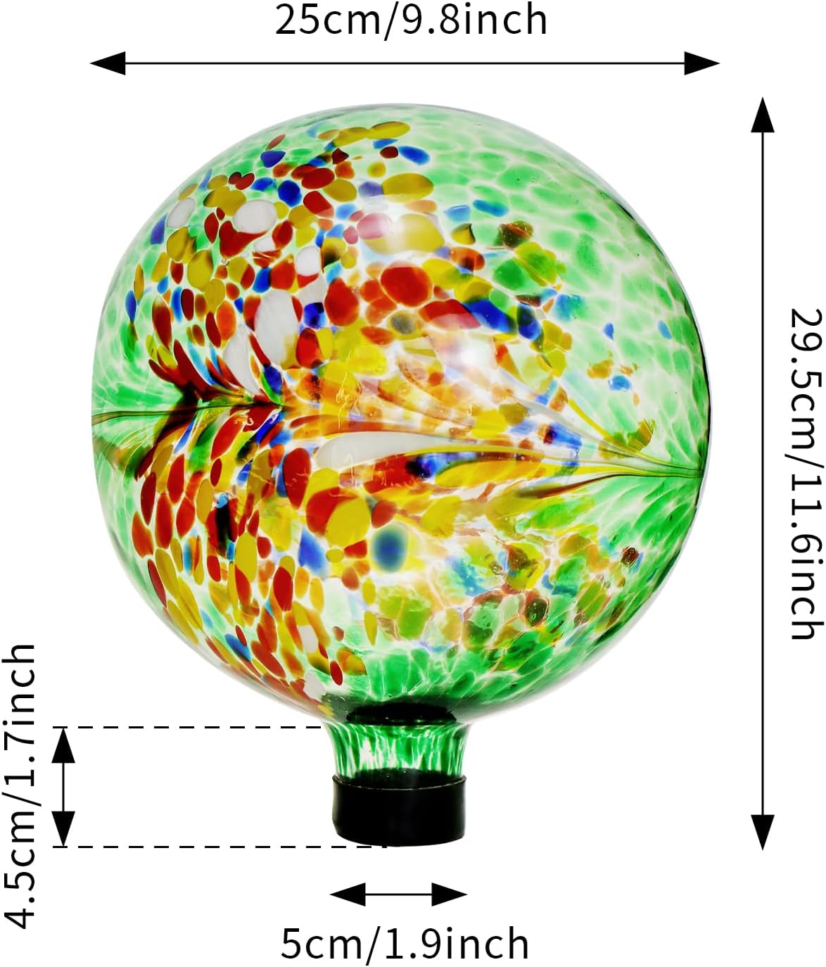 10 Inch Gazing Balls for Garden, Hand Blown Indoor Outdoor Glass Garden Globes Balls for Outside Festive Yard Lawn Ornaments Decoration (Green)