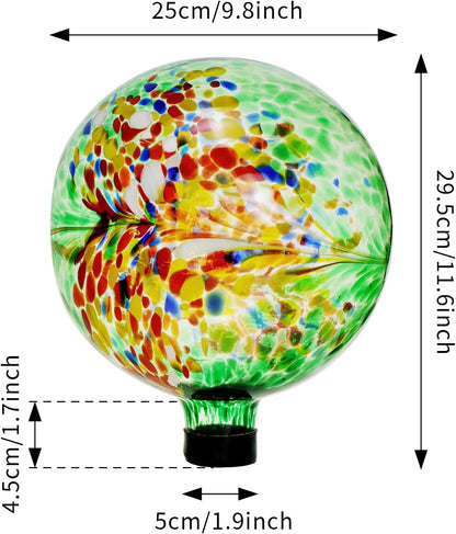 10 Inch Gazing Balls for Garden, Hand Blown Indoor Outdoor Glass Garden Globes Balls for Outside Festive Yard Lawn Ornaments Decoration (Green)