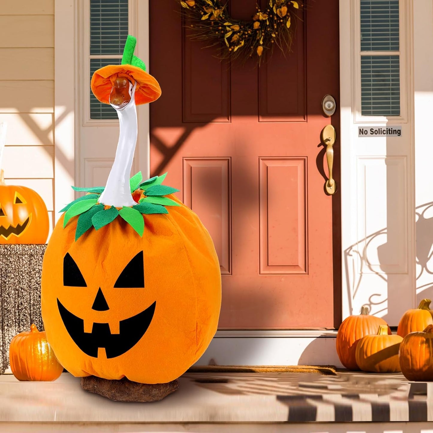 Halloween Pumpkin Goose Outfit Porch Goose Clothes Yard Silly Lawn Duck Shirt for Cement Plastic Duck(23'' Porch Style)