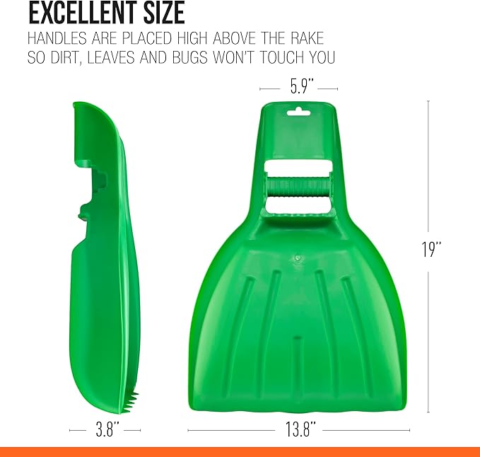 Leaf Collector, Leaf Scoops, Hand Rake for Leaf Picker Upper Gardening Hand Tools, Lawn Cleaning Garden Rake 3 Pairs Leaf Scoop, Green Plastic Leaf Grabber, by Superio