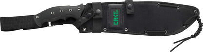 CRKT Chanceinhell Fixed Blade Machete: 12 Inch Black Powder Coated Carbon Steel Drop Point Blade with Nylon Sheath for Survival, Hunting, and Camping K910KKP