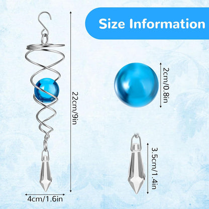 3 Pieces Gazing Ball Spiral Tail Spiral Tail Decorative Wind Spinner for Indoor Outdoor Decoration, 7.1 Inches/ 18 cm