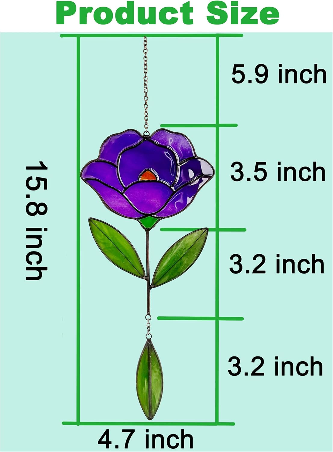 Flower Suncatchers, Stained Glass Window Hangings, Garden Suncatchers for Window and Wall Decor (Purple)