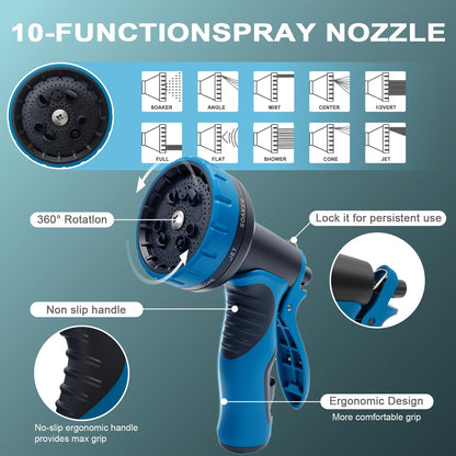 Garden Hose 50ft, Non-Expanding Water Hose Ultra Lightweight, Kink-Free Flexible Hose with