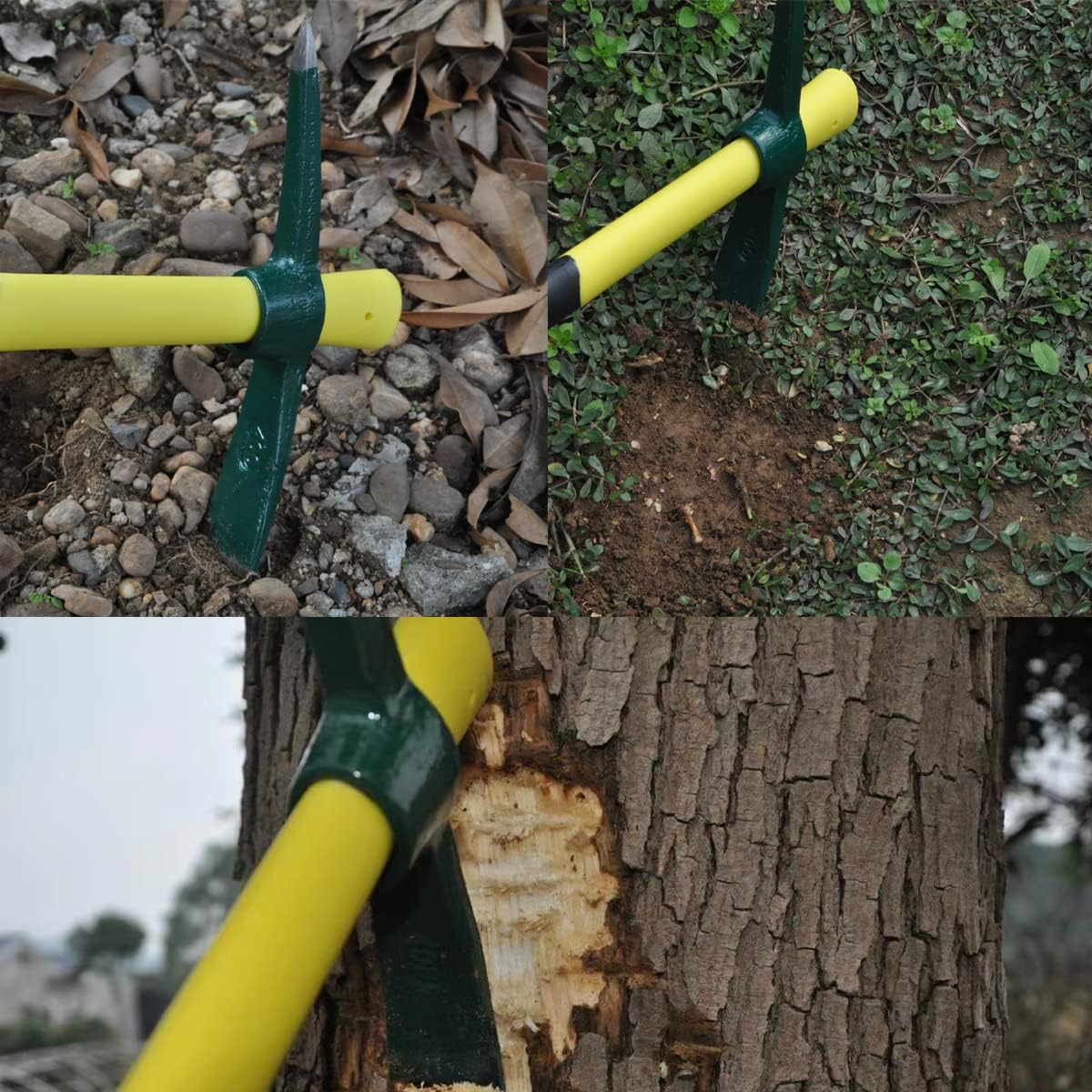 18 Inches Steel Forged Pickaxe, Sturdy Durable Mattock Hoe, Weeding Pick Axe with Lightweight Plastic Coated Fiberglass Handle Suitable for Digging, Weeding, Gardening, Camping