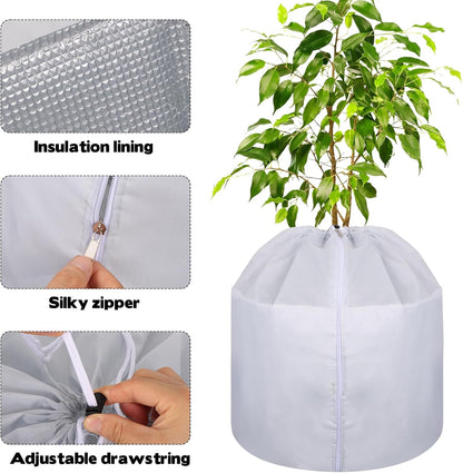 4 Pack Plant Winter Protection Pot with Drawstring and Zipper,17.7" x19.7"Plant Pot Covers,Flower Pot Protection Bag,Plant Covers Freeze Protection for Outdoor Winter Garden Fruit Trees Potted (grey)