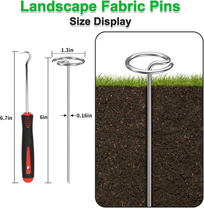 60 Pcs 6 Inch Landscape Fabric Staples, Tensile Strength 450-500Mpa -Non-Bending Garden Stakes Pins, Landscape Staples for Landscaping and Securing Lawn Fabric Weed Barriers (G-60)
