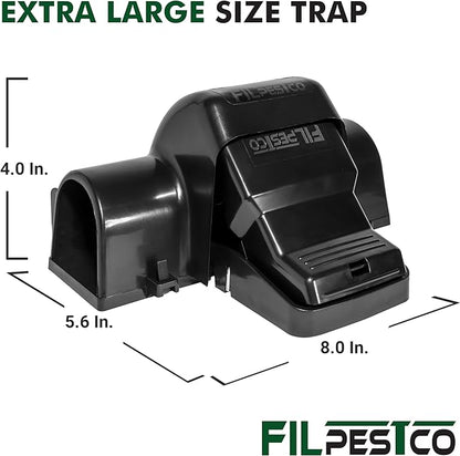 Set of 4 Professional Grade Extra Large Tunnel Rat Snap Traps, Mouse Trap, Reusable Trap, Heavy Duty for Indoor and Outdoor Pest Control Rodent Solution
