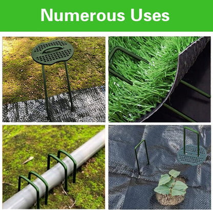Bakulyor 150pcs Green Artificial Turf Stakes Staples + 150pcs Buffer Washer, 6 Inch 11 Gauge Landscape Staples, Galvanized Lawn Spikes, Heavy Duty Yard Ground Pin for Grass Weed Barrier Sod Fabric