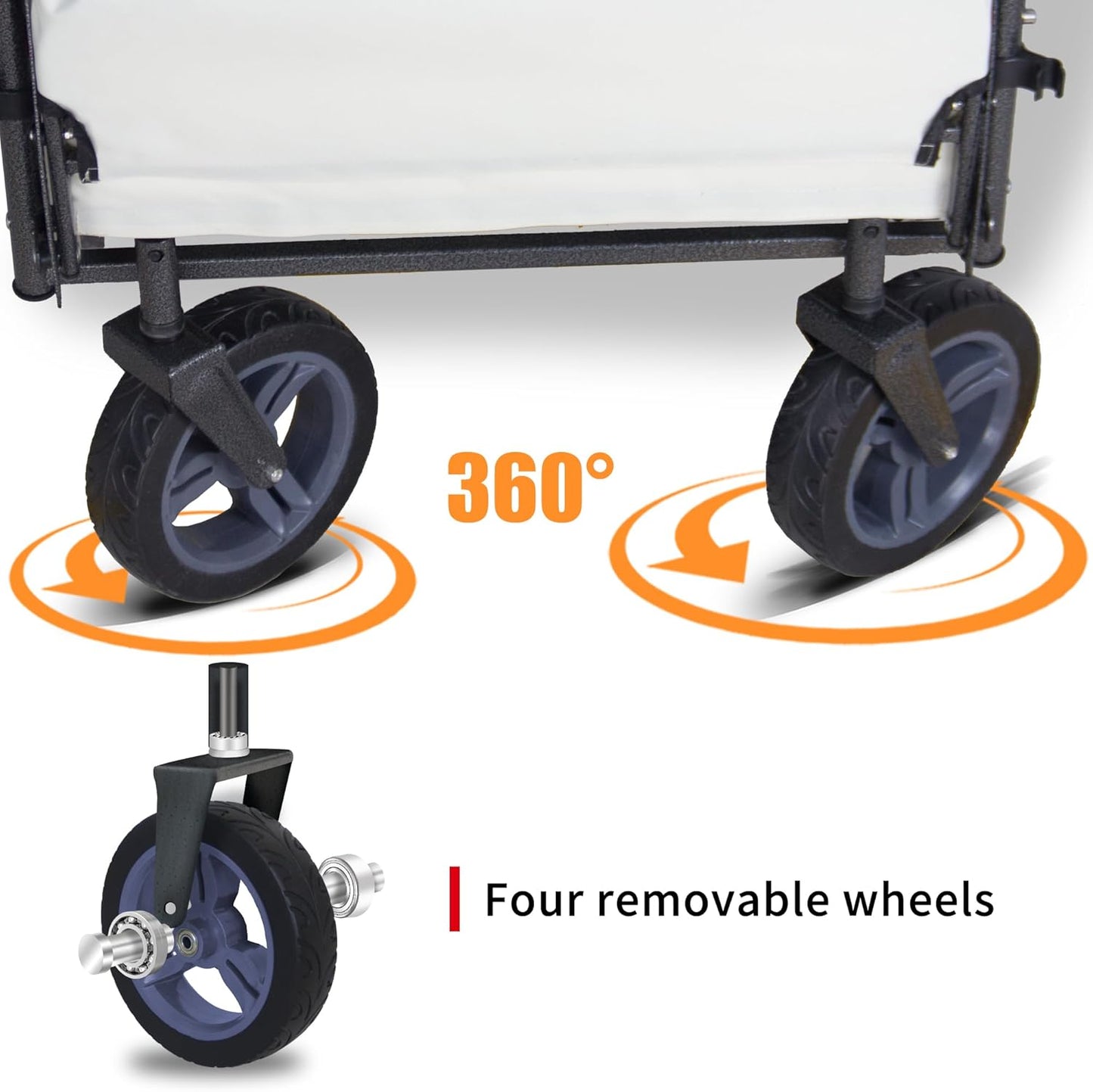 Foldable Wagon with Canopy - Collapsible Utility Cart with 2 Seats & Belts, Adjustable Handle, Expandable Front for Camping, Picnic, Shopping (Beige/Grey)
