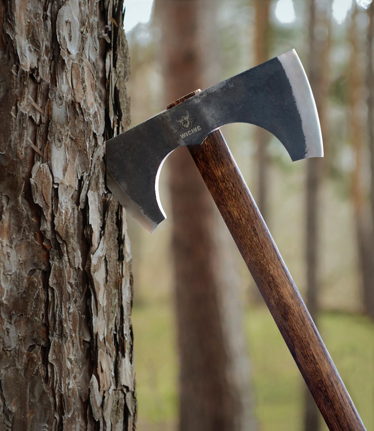 Splitting Axe, 23.6 Inch Double Bit Axe, Beech Handle with Leather Sheath, for Chopping, Splitting Wood or Axe Throwing