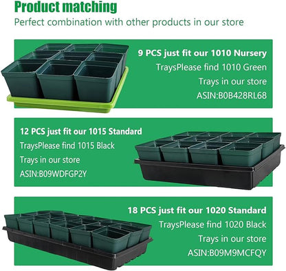 Square Nursery Seedling Pot 3.5 Inches 90 Pcs, Small Nursery Pot Plastic Thick and Sturdy Seed Start Germination Pot for Plant Propagation and Seeding(Green,3.54 Inches, 90Pcs)