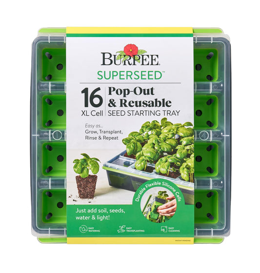 Burpee SuperSeed Starting Tray | 16 XL Cell | Reusable & Dishwasher Safe | for Vegetable, Flower &