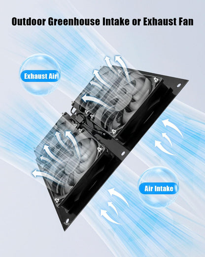 Solar Exhaust Fan for Chicken Coop with 25W Solar Panel & 4-Pack High-Speed Brushless DC Fans, Solar Powerd Shed Ventilation Fan for Chicken Coops, Greenhouses, Sheds, Pet Houses