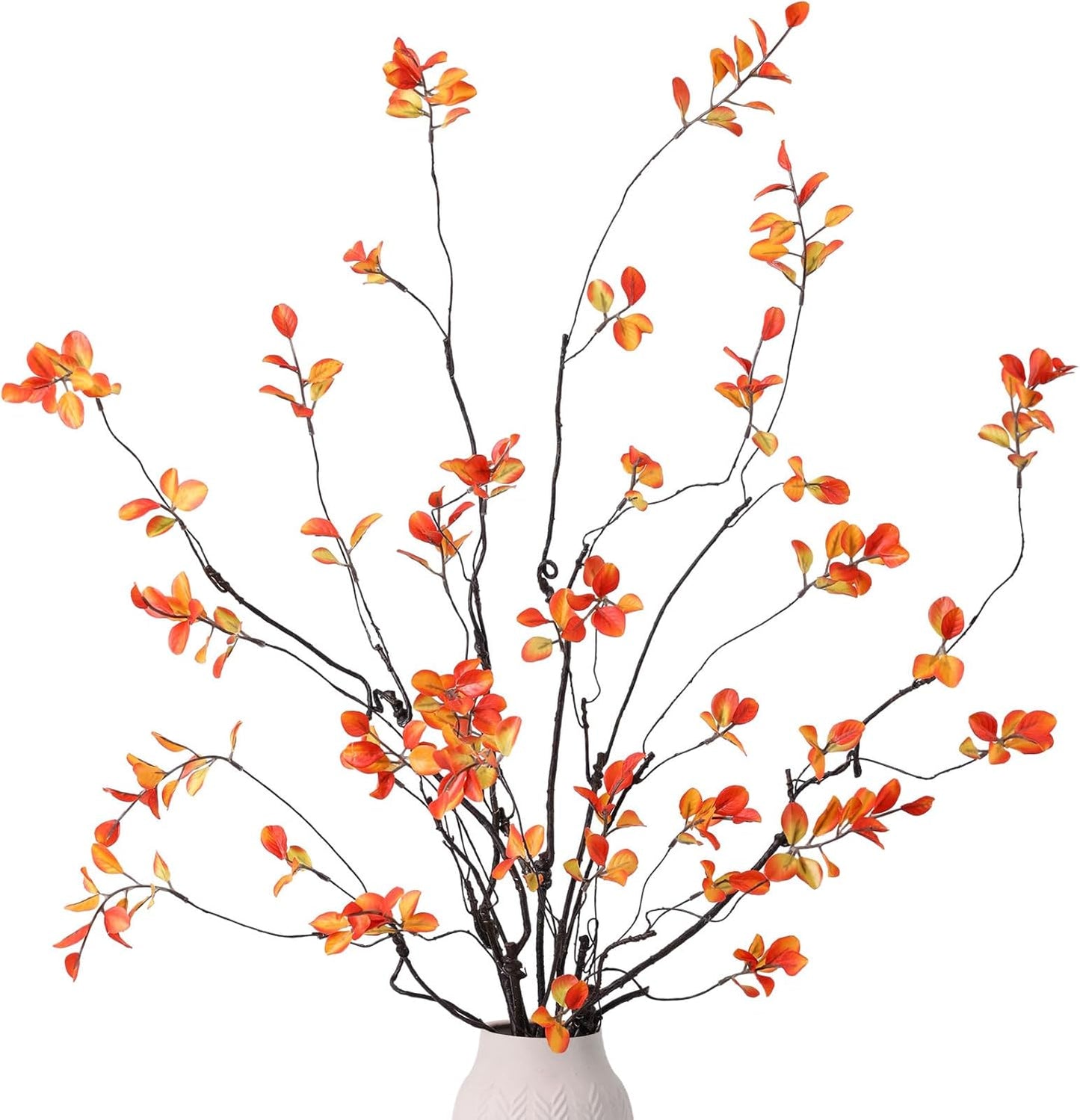 mizii Fall Decor 5pcs Artificial Greenery Stems 38in Realistic Faux Ficus Branches Long Stem with Leaves Fake Plants Branches Fall Decoration for Vase Table Centerpieces Home Indoor Decor (Fall)