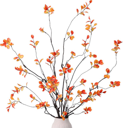 mizii Fall Decor 5pcs Artificial Greenery Stems 38in Realistic Faux Ficus Branches Long Stem with Leaves Fake Plants Branches Fall Decoration for Vase Table Centerpieces Home Indoor Decor (Fall)