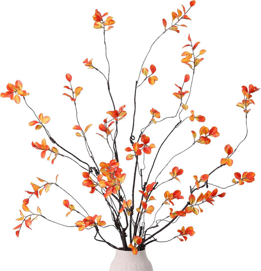 mizii Fall Decor 5pcs Artificial Greenery Stems 38in Realistic Faux Ficus Branches Long Stem with