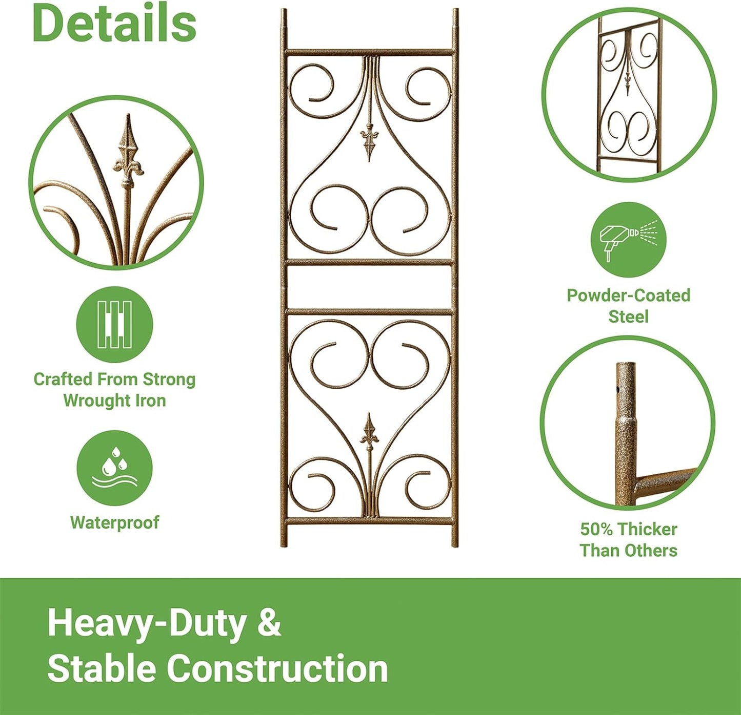 Metal Garden Arbor, 104.3” Tall Wrought Iron Archway for Climbing Plants & Flowers, British-Style Garden Trellis (Copper)