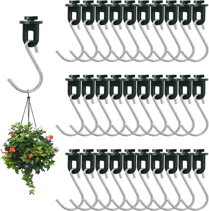 ELANE 30 Pcs Greenhouse Hooks and Twist Clips, Plastic Fixing Clips for Outdoor Garden Hanging Plants. (Green)