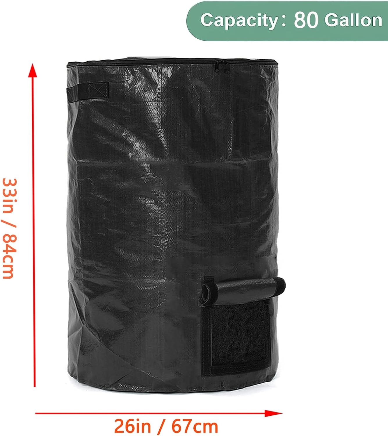 Large Compost Bin Bags,Garden Compost Bin Bags 80 Gallon(300L) Outdoor Collapsible Garden Yard Garbage Cans Leaf Bag (Black 2pcs)