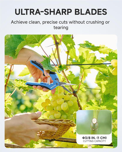 Fondwell 6.5" Garden Shears Trim Scissors: 2 Pack of Pruning Shears for Gardening - Ultra Sharp Garden Clippers with Straight Blades