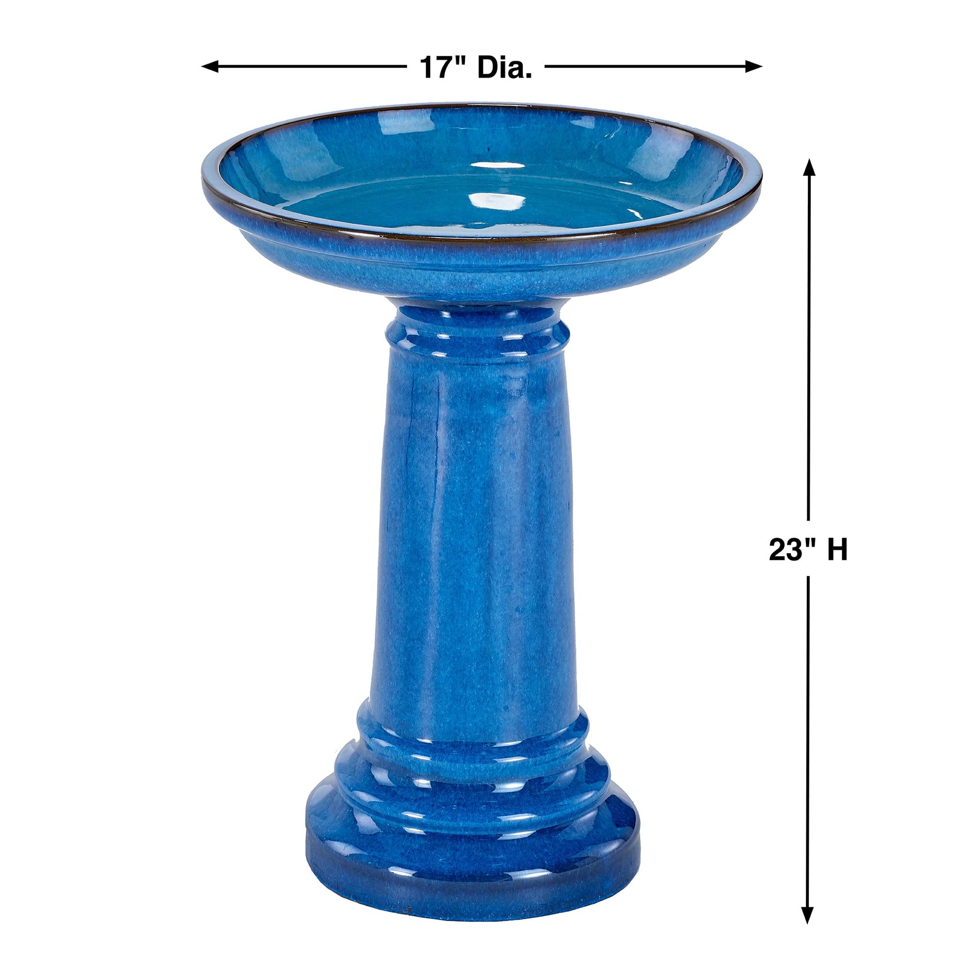 Smart Solar Aviatra Outdoor Ceramic Birdbath with Pedestal Stand and Glossy Finish, Elegant