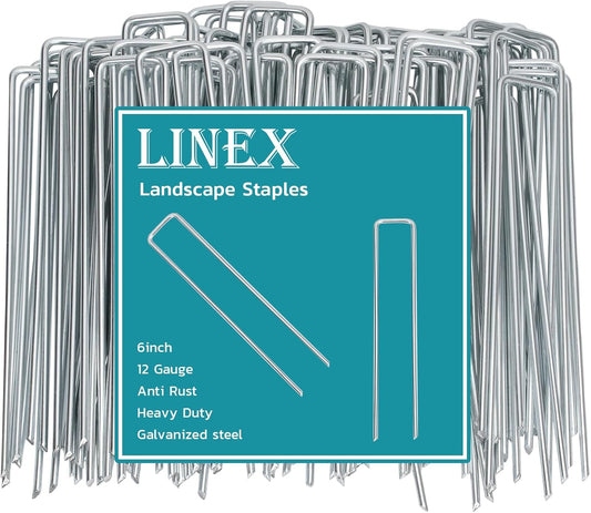 Landscape Staples 6 Inch 50 Pack, Galvanized Garden Staple Anti-Rus Landscaping Stakes Lawn Stakes for Decoration Weed Barrier Fabric, Soaker Hose