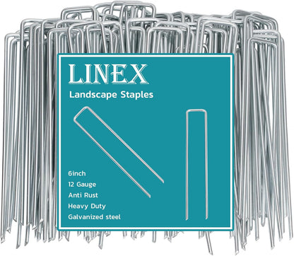 Landscape Staples 6 Inch 25 Pack, Anti-Rust Garden Staples Stakes Landscape Fabric Pins for Weed Barrier Tent Drip Irrigation Tubing Ground Lawn Cover