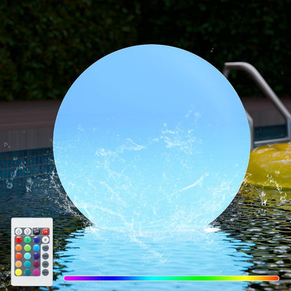 FUYO LED Ball Light, 16-inch Solar Light Up Pool Balls, Rechargeable & Remote Control Globe Lights 16 RGB Colors Mood Night Light, IP66 Water-Resistant Floating Light for Pool, Party, Pond - 1pcs