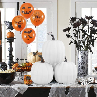 Artmag 6 Inch Large Artificial Pumpkins, 4PCS Big White Faux Foam Harvest Pumpkins for Fall Autumn Thanksgiving Seasonal Holiday Decor