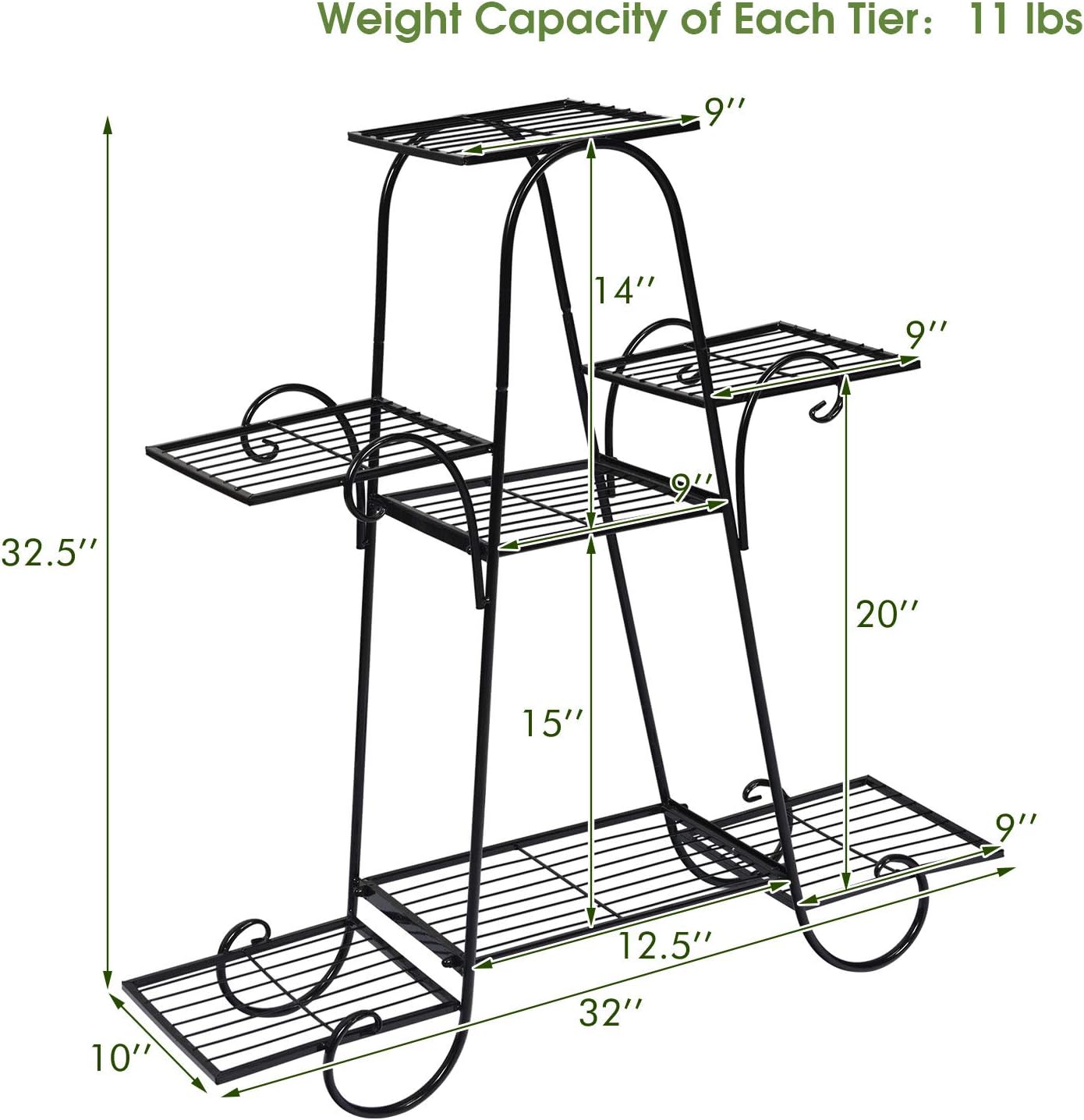 S AFSTAR 7 Tier Plant Stand, Parisian Style Garden Cart Stand, Multi-layer Mental Plant Stand, Plant Flower Pot Display Rack, Pot Holder for Indoor Outdoor Plant Stands for Patio Balcony (Black)