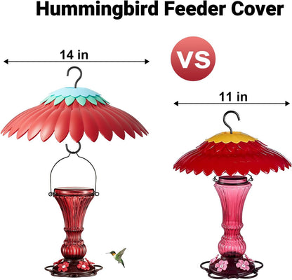 Bird Feeder Weather Guard Dome Cover Red Rain Shade for Hummingbird Feeders Built-in Moat Proof, Easy to Install 11inch