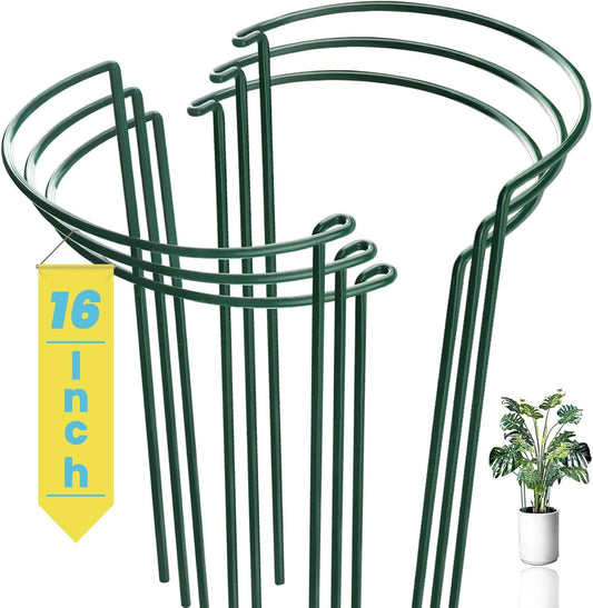 6-Pack Snake Plant Support Stakes, Half-Round Peony Cages and Supports, Green Plant Support Ring