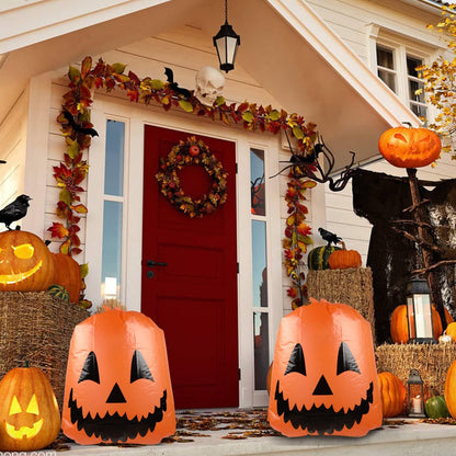 Labeol Halloween Pumpkin Leaf Bags 6Pcs Halloween Decorations Outdoor Lawn Bags with Ties Goodie Trash Yard Waste Fall Garden Decor