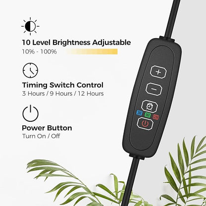 Grow Light for Indoor Plants,Full Spectrum LED Lights with 63in Height Extendable,10-Level Dimmable,Floor Growing Lamp Auto Timer,Height Adjustable Gooseneck for Tall Small Plant Growth