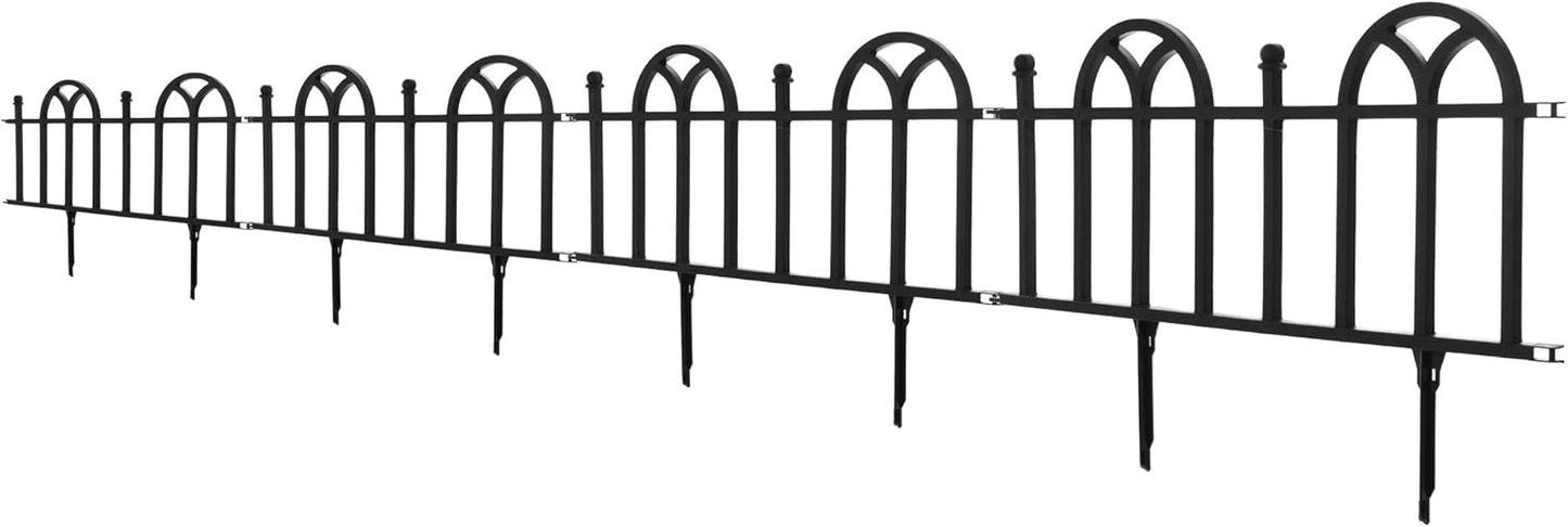 4-Piece Lawn and Flower Bed Edging - Modular No-Dig Plastic Fencing for Garden Border - Interlocking Fence for Landscaping by Pure Garden (Black)