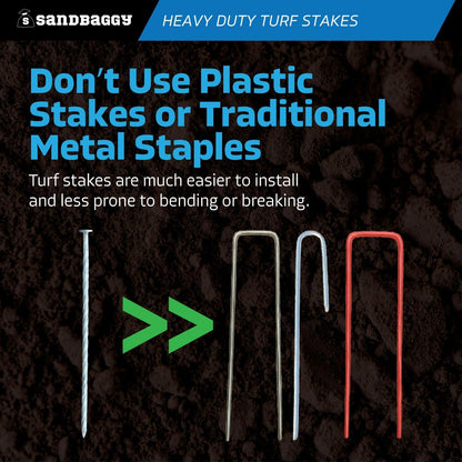 Sandbaggy 8" Heavy Duty Galvanized Artificial Turf Stakes - Spiral Landscape Nails - Ground Spikes/Pins - Synthetic Grass, Lawn, Edging, Weed Barrier Fabric, Garden (8 inch - Heavy Duty, 600, Count)