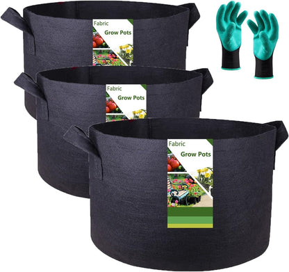 3-Pack 30 Gallon Thickened Plant Grow Bags Large (24x16 in) Heavy Duty Garden Bag Fabric Plant Pots for Tomato,Potato Planter,Flower Pots,Herbs Veggies Planting,Barrel Planter,Yard Waste Bag,Leaf Bags