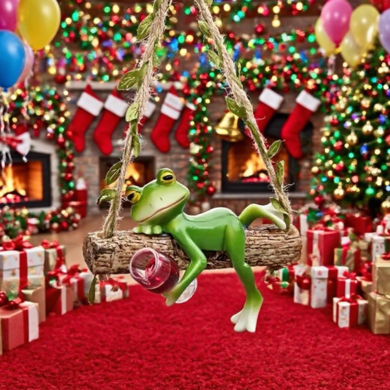 Garden Swing Frog, Suitable for Decorating Balconies, Gardens, and Flower pots. Seasonal Decorations and Unique Designs Make it Perfect