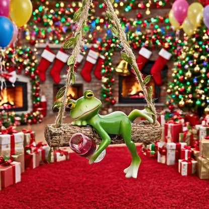 Garden Swing Frog, Suitable for Decorating Balconies, Gardens, and Flower pots. Seasonal Decorations and Unique Designs Make it Perfect