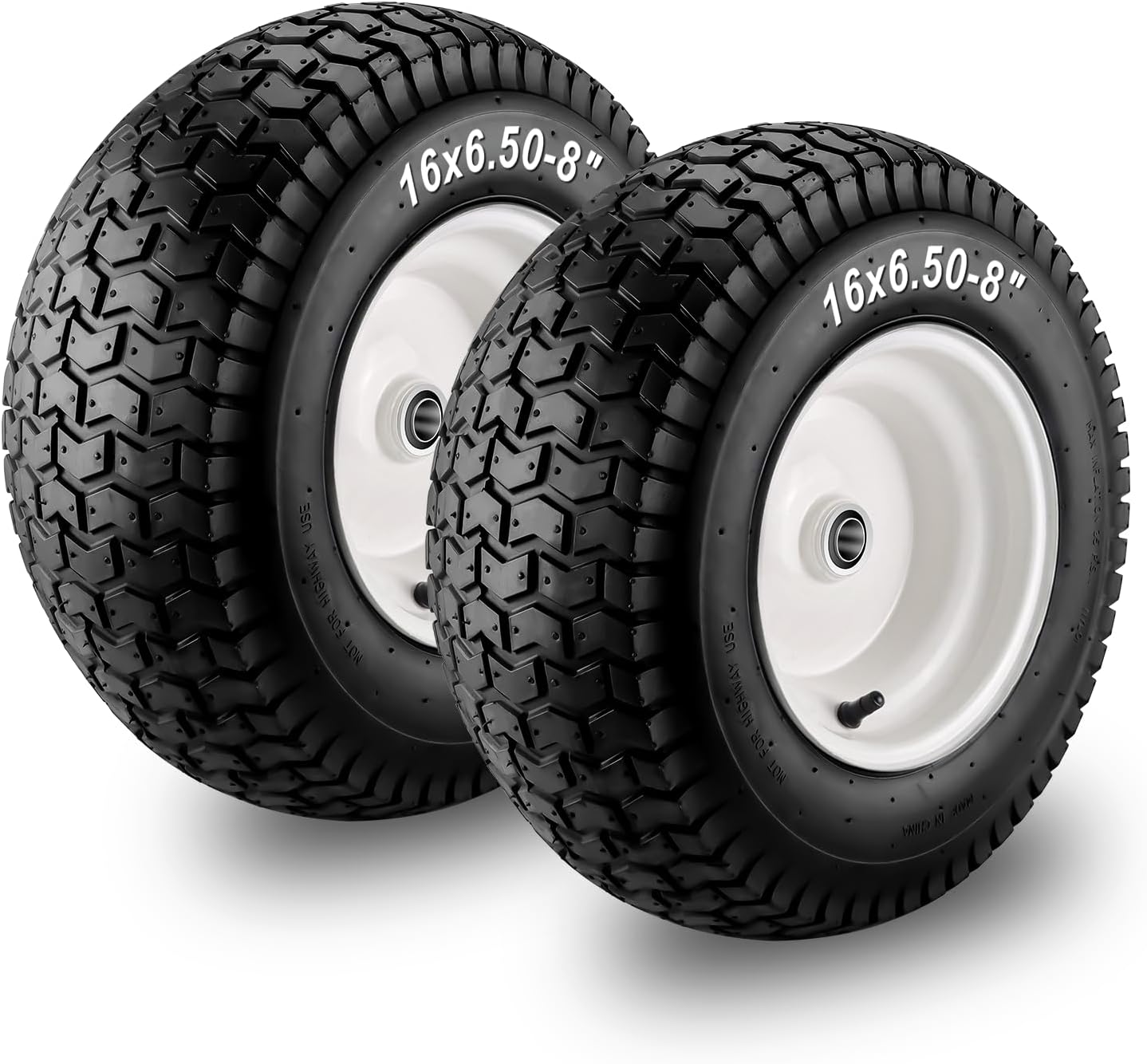 Cenipar 16x6.50-8" Lawn Mower Tire and Wheel with 3/4" Iron Bushing, 3" Offset Hub 4 Ply Heavy Duty Replacement for Craftsman Mower, Garden Lawn Tractors (2-Pack)